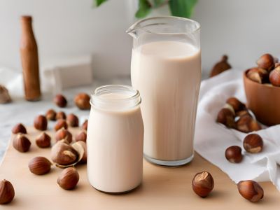 Hazelnut Milk Recipe with 2 glass of milk