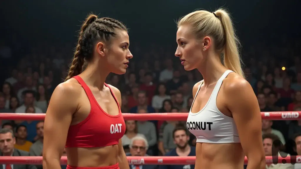 oat milk vs coconut milk with boxing